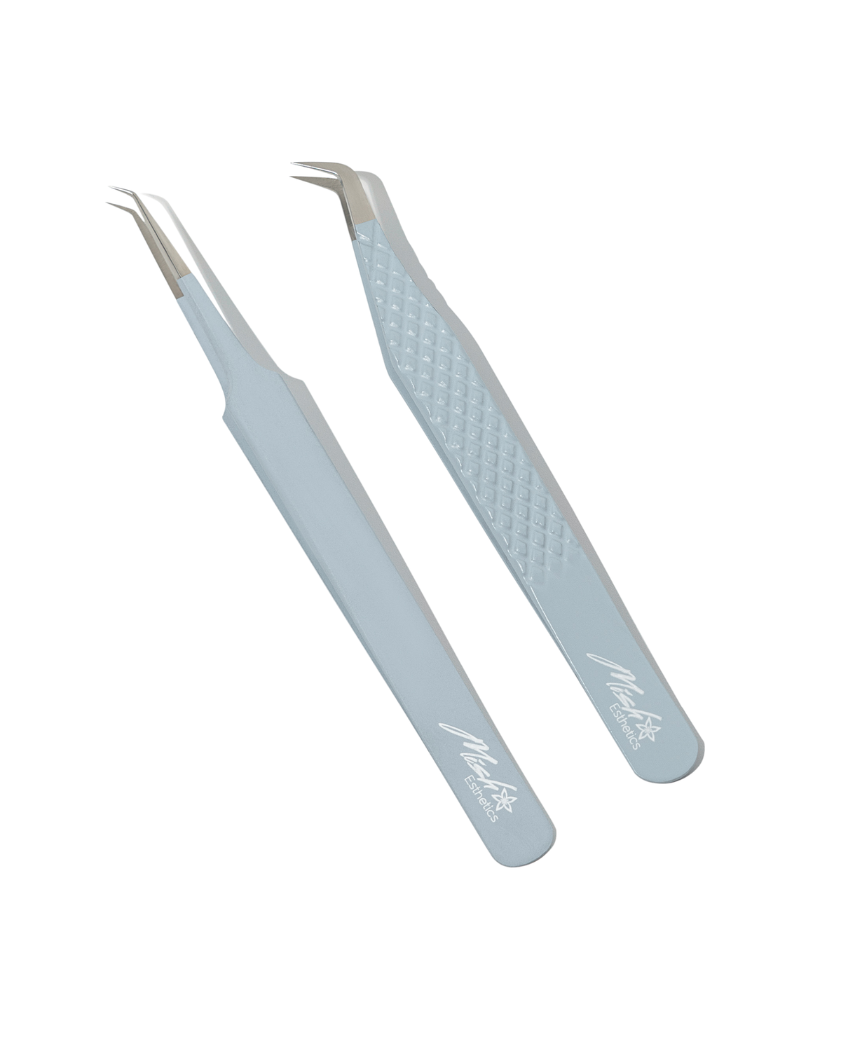 Steel Blue Duo, Panache and curved iso tweezers