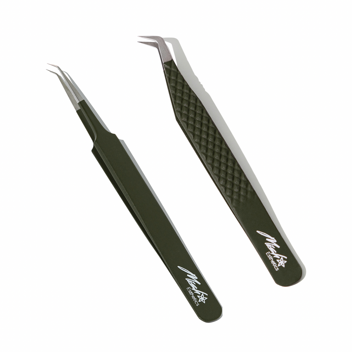 Matcha Green Duo, lash tweezer and curved iso tweezer