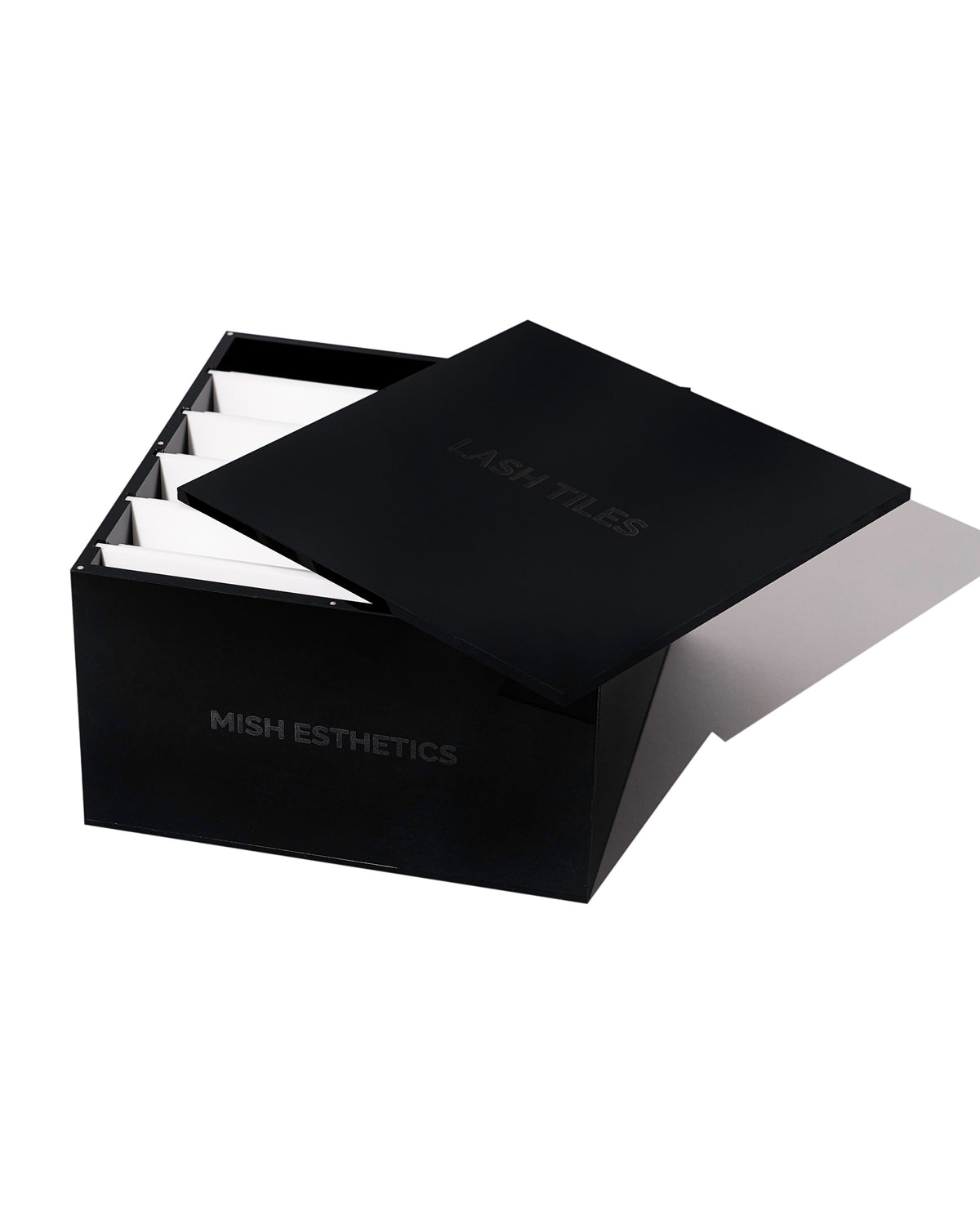 Lash Tile Box in black with lid off