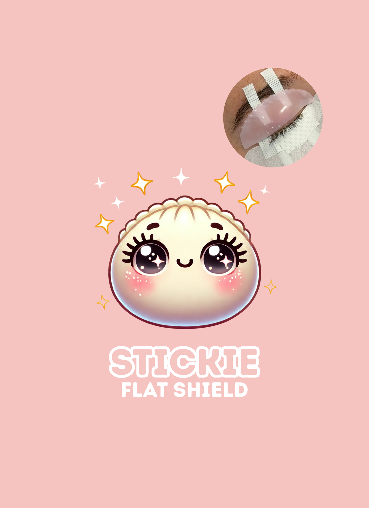 Stickie Flat Shield packaging with its mascot
