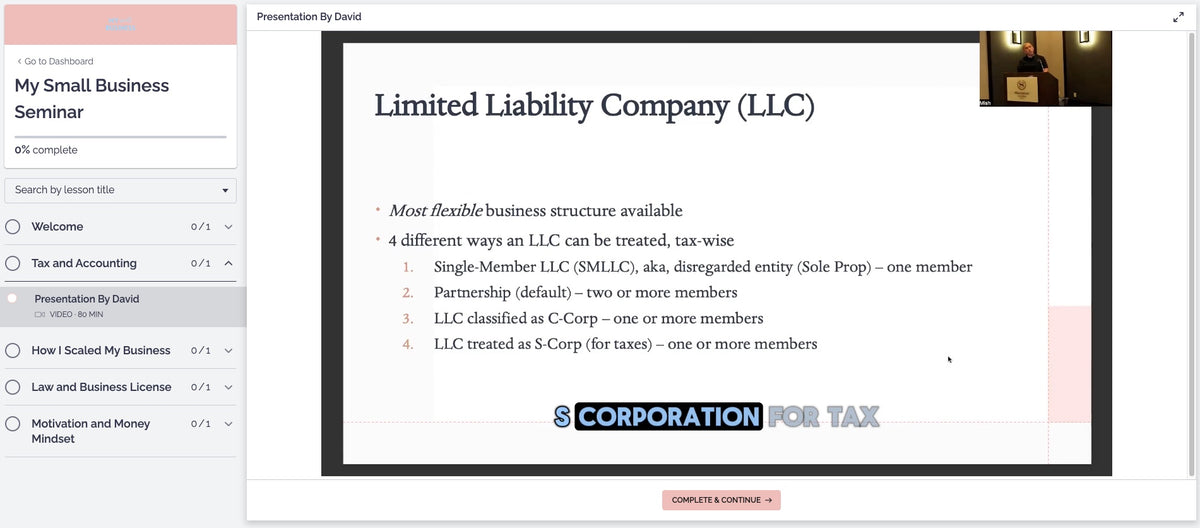 My Small Business course lesson on limited liability companies