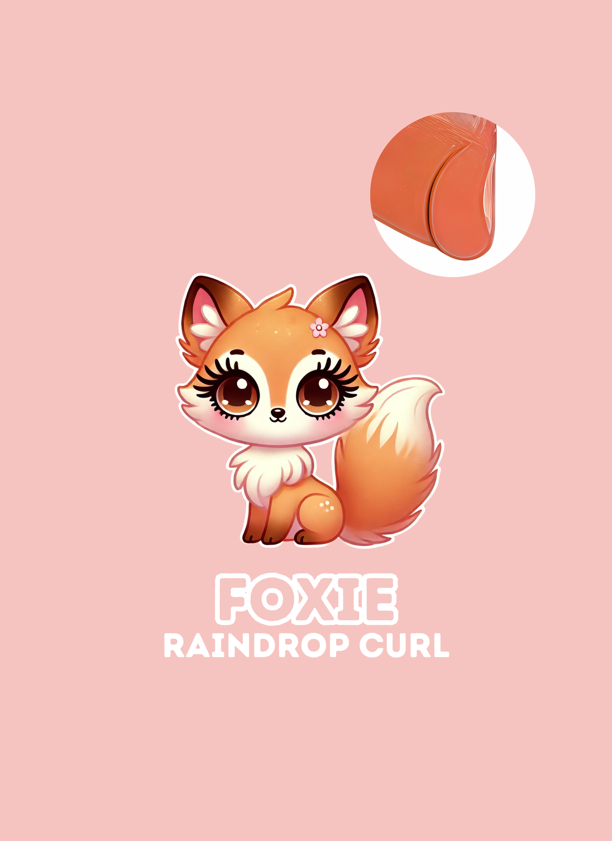 Foxie raindrop curl lash lift rod packaging with its fox mascot
