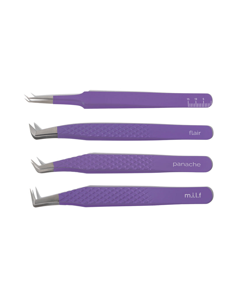 Ube Purple Lash Tweezer Set | 4 Essential Lash Extension Tweezers