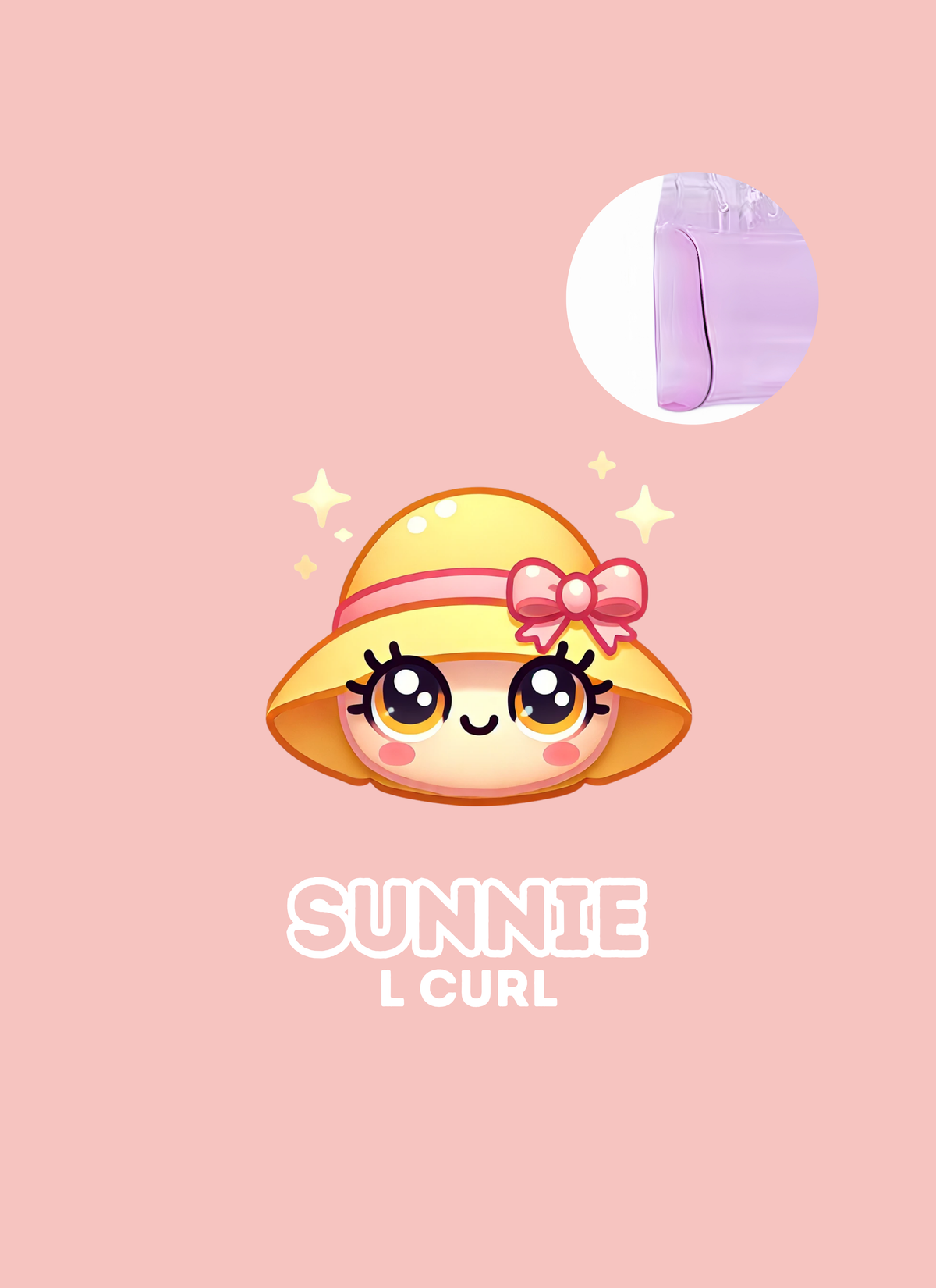 Sunnie L curl lash lift rod packaging with its mascot