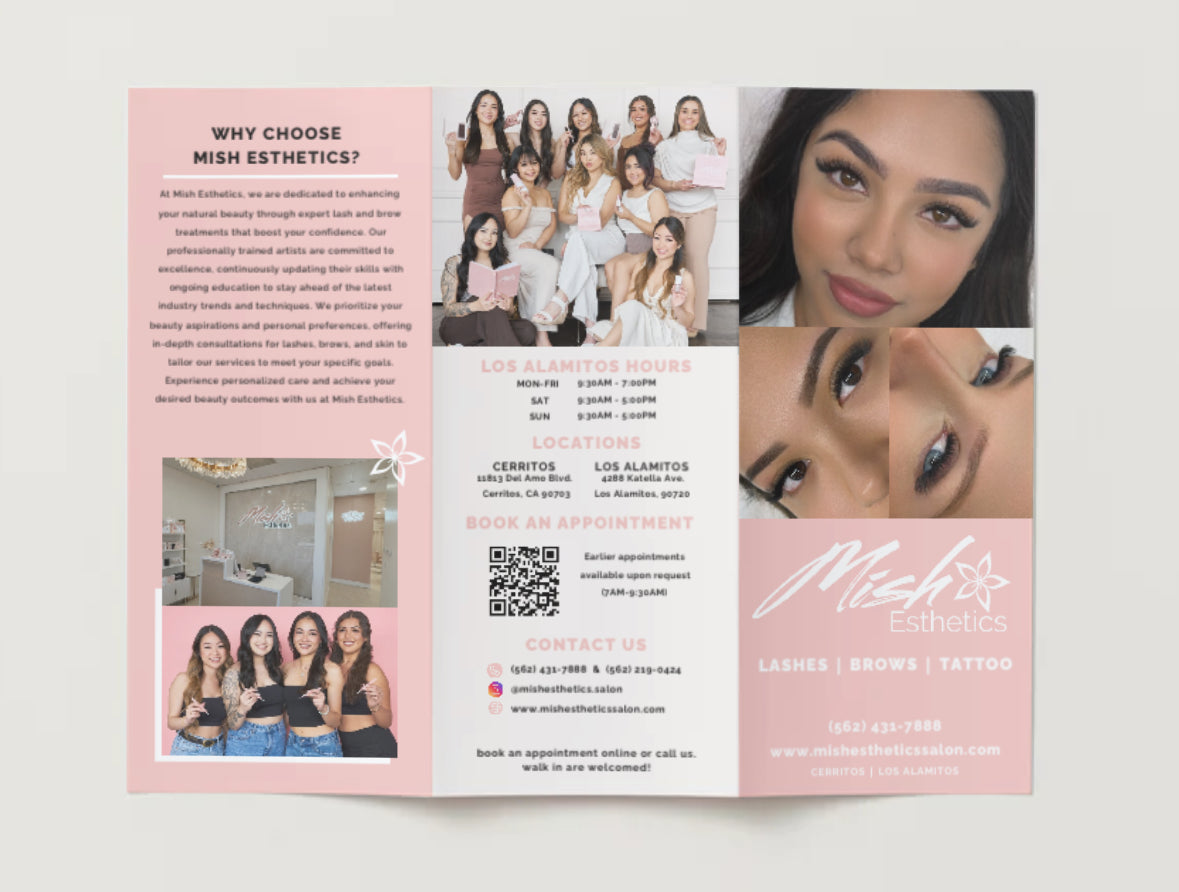 Editable beauty salon brochure template, printed tri-fold front