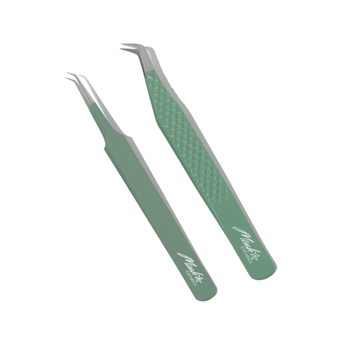 Jade Green Duo, Panache and curved iso tweezers