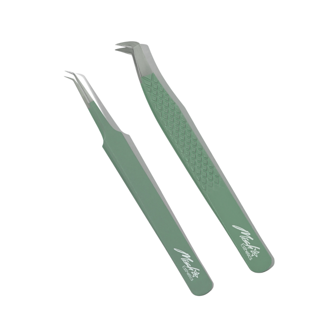 Jade Green Duo, Flair and curved iso tweezers