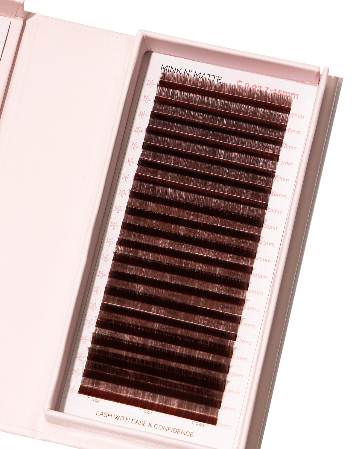 Brown Mink N' Matte lash tray, close up of the lash lines
