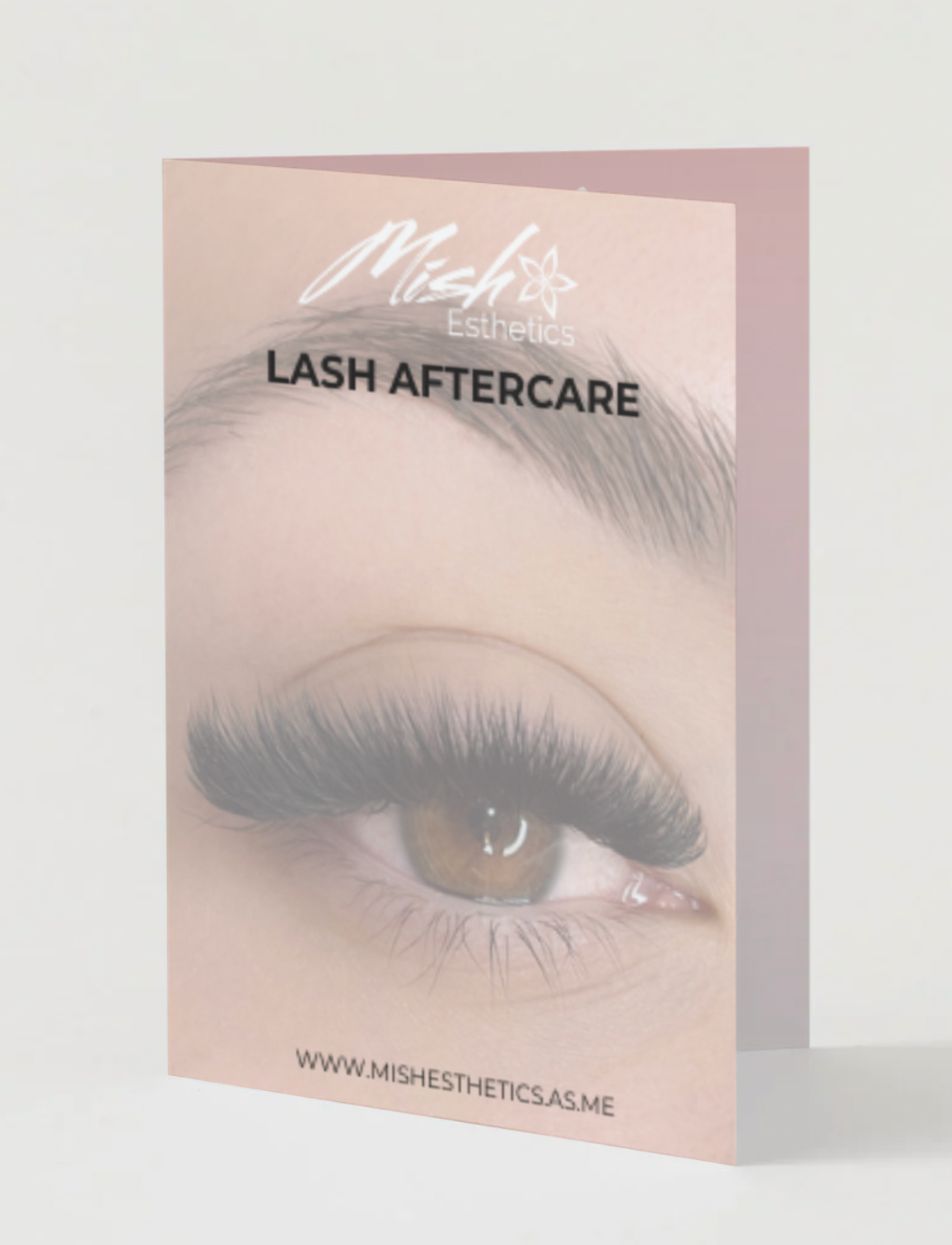 Lash Aftercare Card template with an eye and lashes design