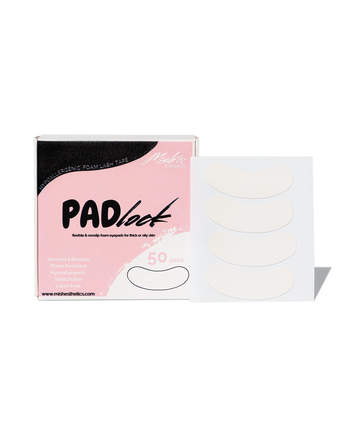 PADlock Foam Tape 50 pack box with under eye pads