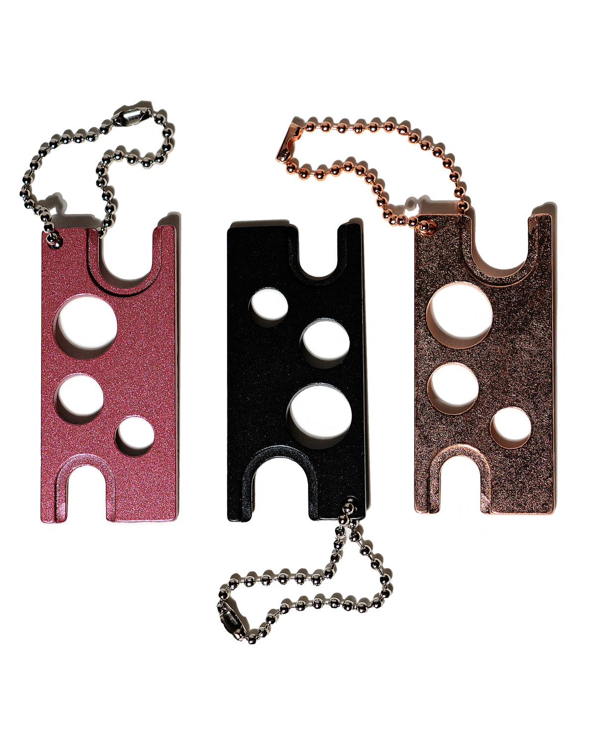 Adhesive Nozzle Tools on keychains in three colors
